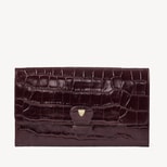 Travel Wallet in Deep Shine Amazon Brown Croc from Aspinal of London