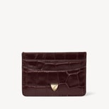 Slim Credit Card Holder in Deep Shine Amazon Brown Croc from Aspinal of London