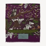 Merino & Silk Stole in Burgundy Woodland from Aspinal of London