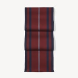 Striped Merino Wool Scarf in Navy, Bordeaux & Slate Merino Wool from Aspinal of London