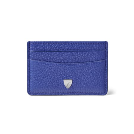 Slim Credit Card Holder in Cobalt Blue Pebble | Aspinal of London