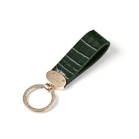 Oval Loop Keyring in Evergreen Small Croc | Aspinal of London