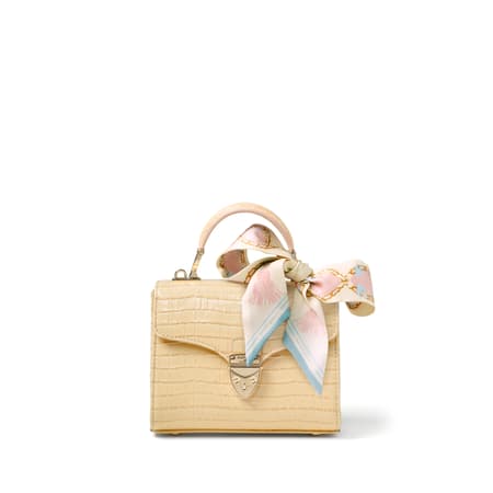 Buttermilk Croc Mini Mayfair® with Silk Neck Scarf | Aspinal