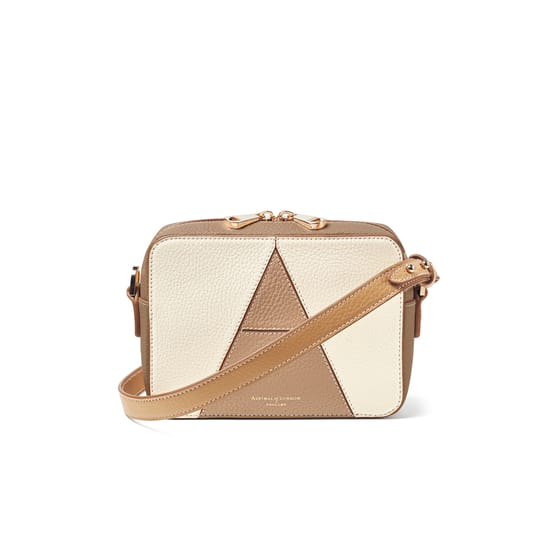 Camera Crossbody Bag in Soft Taupe & Ivory | Aspinal of London