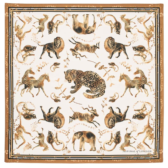 Savannah Silk Scarf in Ivory & Gold Pure Silk | Aspinal