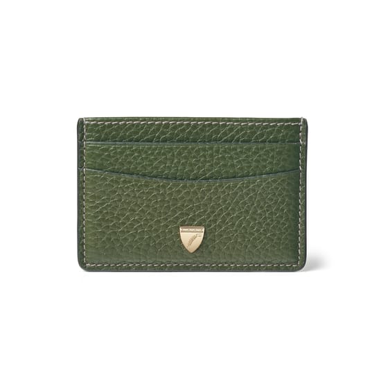 Slim Credit Card Holder in Racing Green Pebble | Aspinal