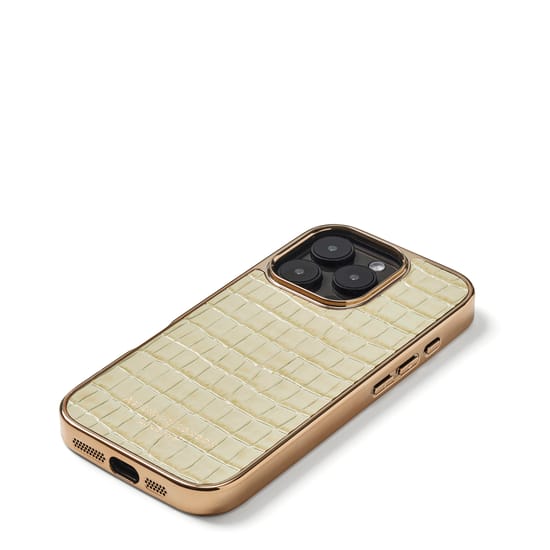 iPhone 16 Pro Case in Deep Shine Pistachio Croc | Aspinal