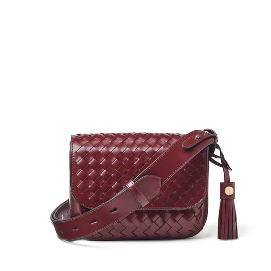 バッグ apolina Ella Crossbody Bag in Merlot Woven Leather | Aspinal of London