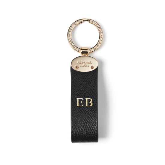Oval Loop Keyring in Black Soft Saffiano | Aspinal of London