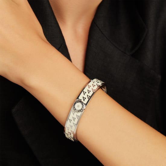 Bee Bangle in Ivory Enamel on Palladium Silver | Aspinal