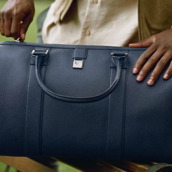 Boston Navy Blue Duffle Travel Bag | Aspinal of London