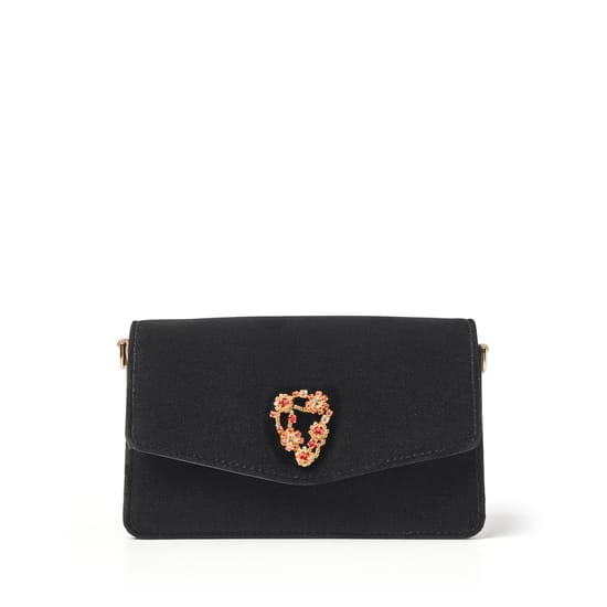 Eliza Clutch in Black Velvet | Aspinal of London