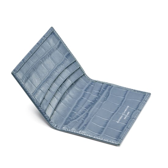 ココ・キャピタGOODBYE BLUE SPRINGサイン入り Double Fold Credit Card Holder in Heritage Blue Croc | Aspinal