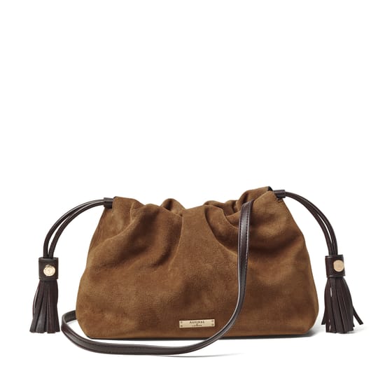 Soho Midi Crossbody in Praline Suede & Chocolate Nappa | Aspinal