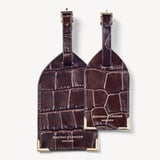 Set Of 2 Luggage Tags in Amazon Brown Croc | Aspinal