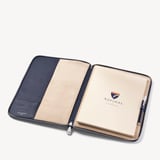 A4 Zipped Padfolio in Navy Saffiano | Aspinal of London