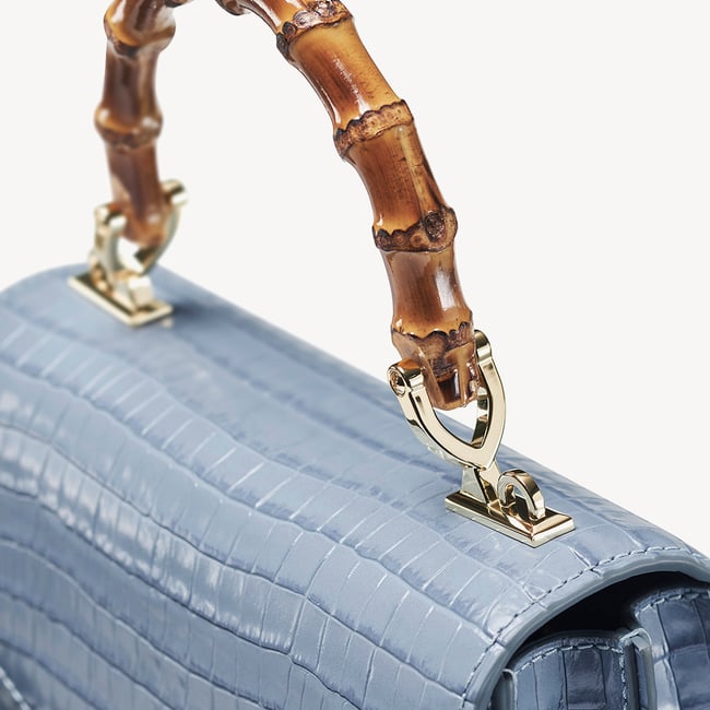 Midi Mayfair® 2 in Deep Shine Sky Blue Small Croc | Aspinal