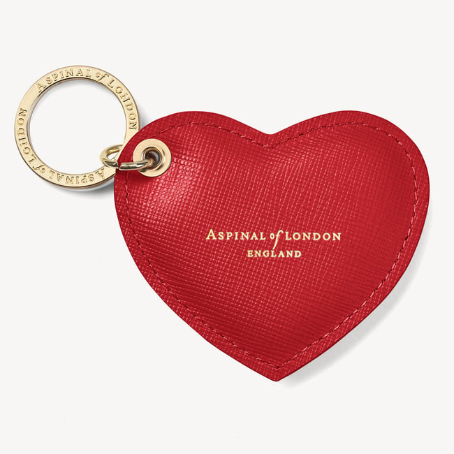 Heart Keyring in Scarlett Red Saffiano | Aspinal of London