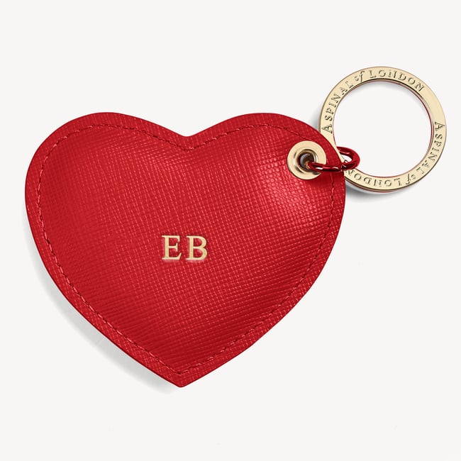 Heart Key Ring in Scarlett Red Saffiano | Aspinal of London