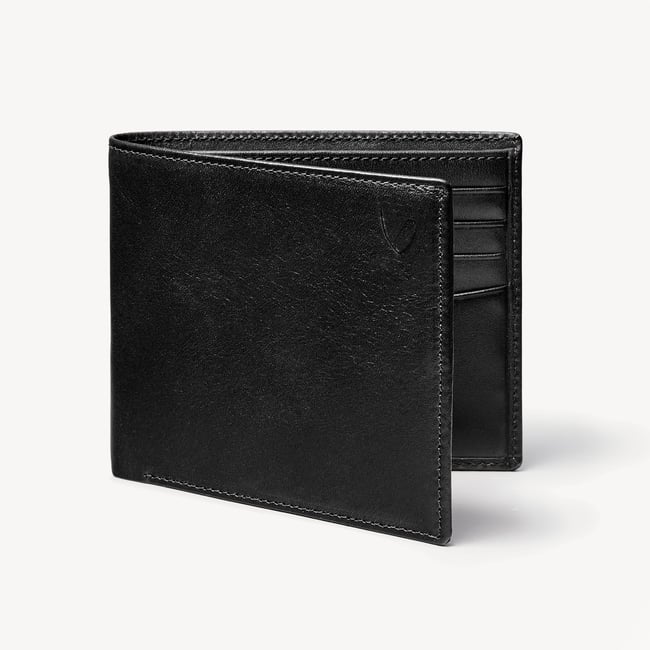 Smooth Black & Cobalt Suede 8 Card Billfold Wallet | Aspinal
