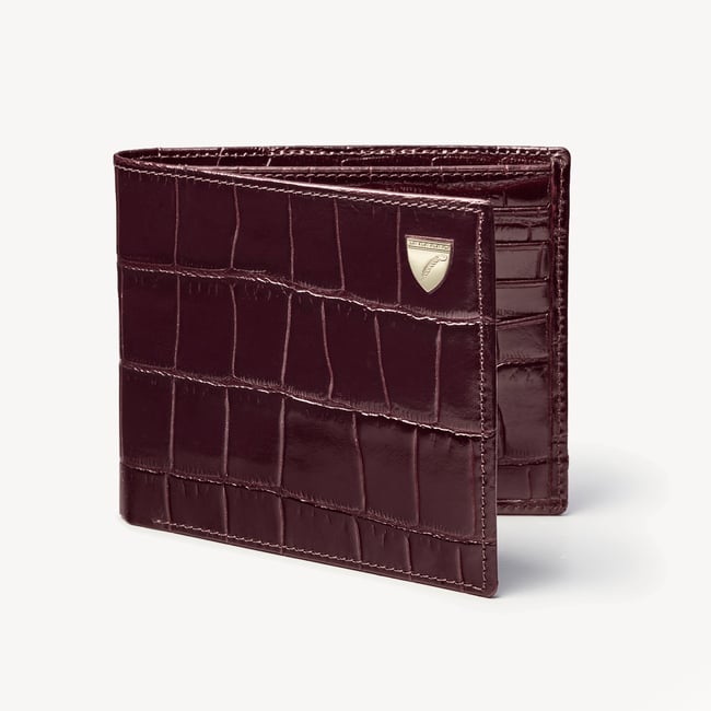 8 Card Billfold Wallet in Amazon Brown Croc | Aspinal