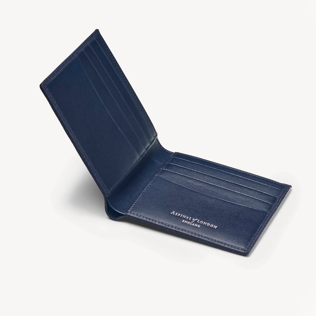 8 Card Billfold Wallet in Navy | Aspinal of London