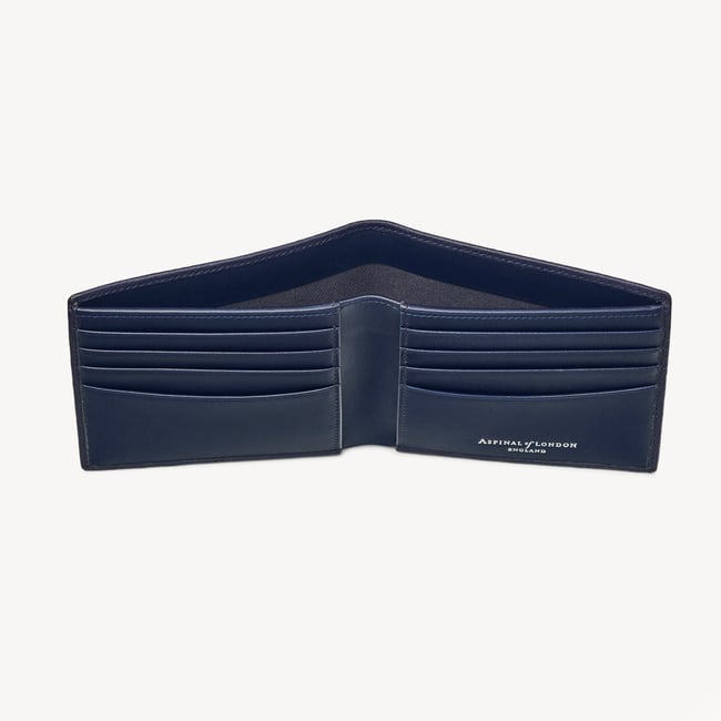 8 Card Billfold Wallet in Navy | Aspinal of London