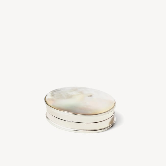 Sterling Silver Mother of Pearl Pill Box | Aspinal