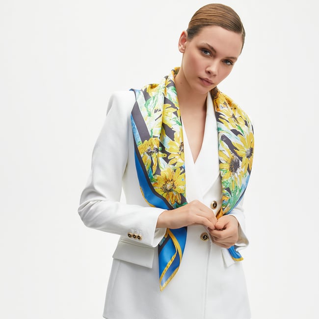 Sunflower Silk Scarf #StandWithUkraine | Aspinal of London