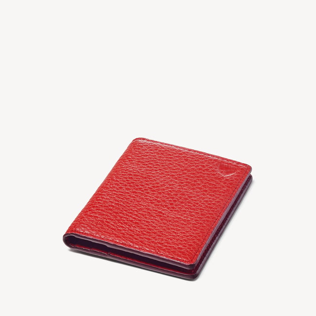 Double Fold Credit Card Holder in Red Pebble | Aspinal of London
