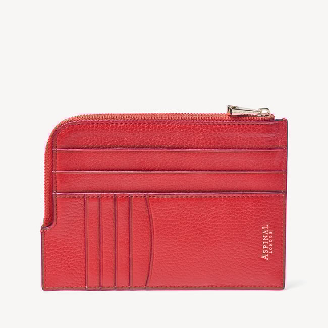 Zipped Travel Wallet in Cardinal Red Pebble | Aspinal