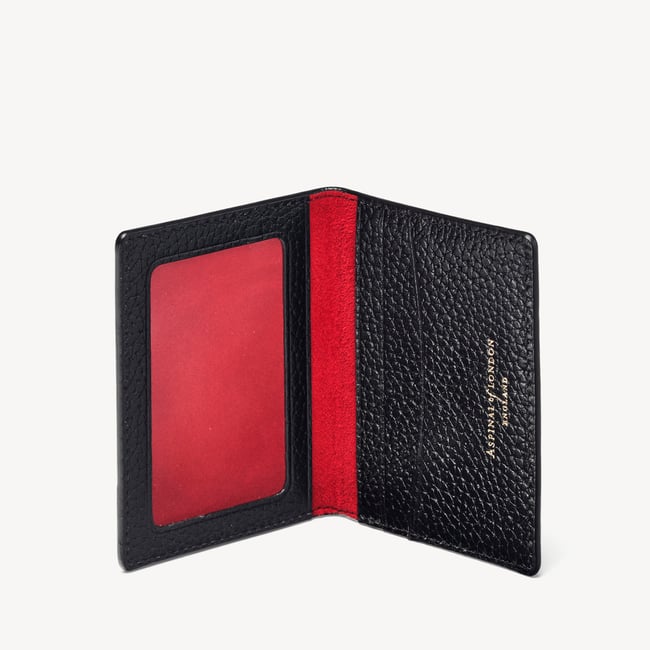ID & Travel Card Case in Black Pebble | Aspinal of London