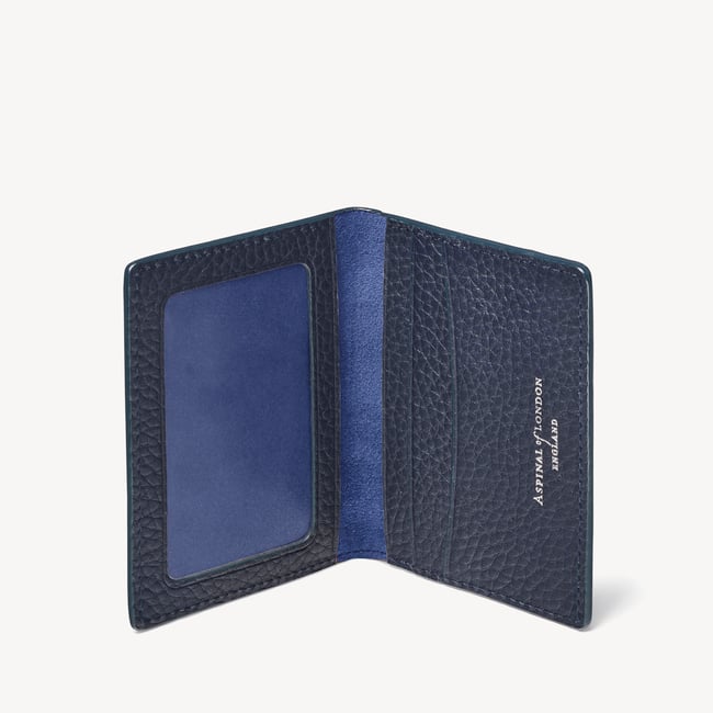 ID & Travel Card Case in Navy Pebble | Aspinal of London