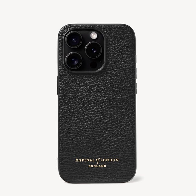 iPhone 15 Pro Case in Black Pebble | Aspinal of London