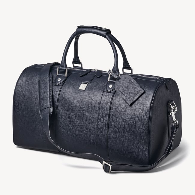 Boston Navy Blue Duffle Travel Bag | Aspinal of London