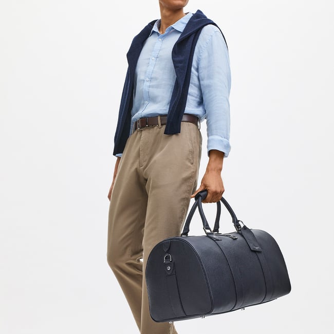 Boston Navy Blue Duffle Travel Bag | Aspinal of London