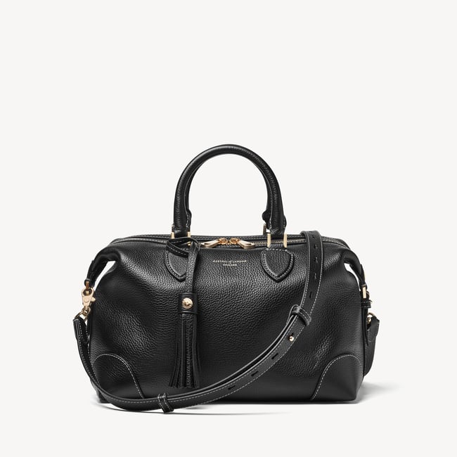 Hudson Midi in Black Milled Pebble | Aspinal of London