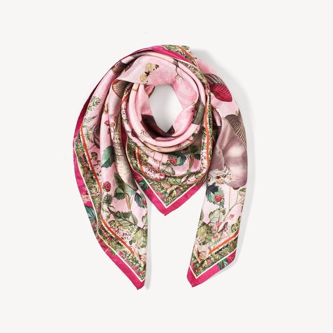 Enchanted Garden Silk Scarf in Pink Pure Silk | Aspinal of London