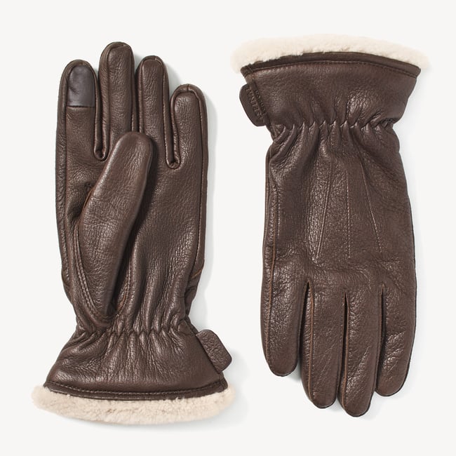 Deerskin Leather Gloves for Men in Chocolate Brown | Aspinal