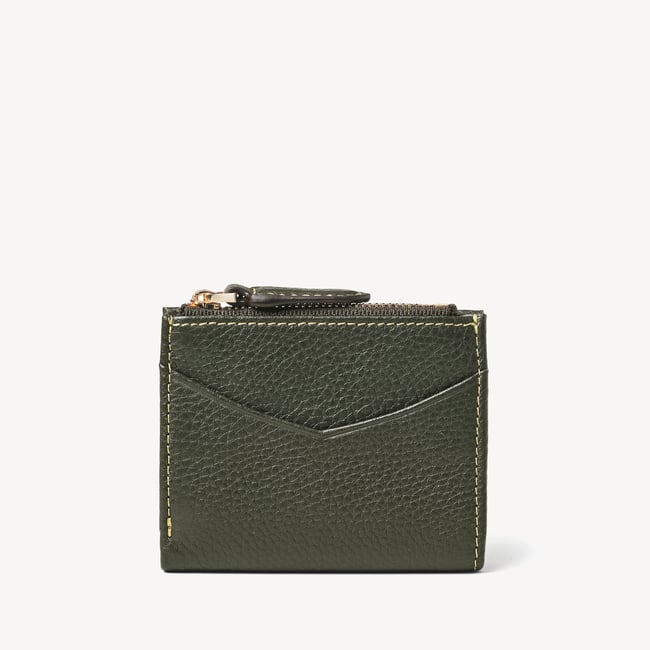 Hudson Coin & Card Holder in Green Pebble | Aspinal of London