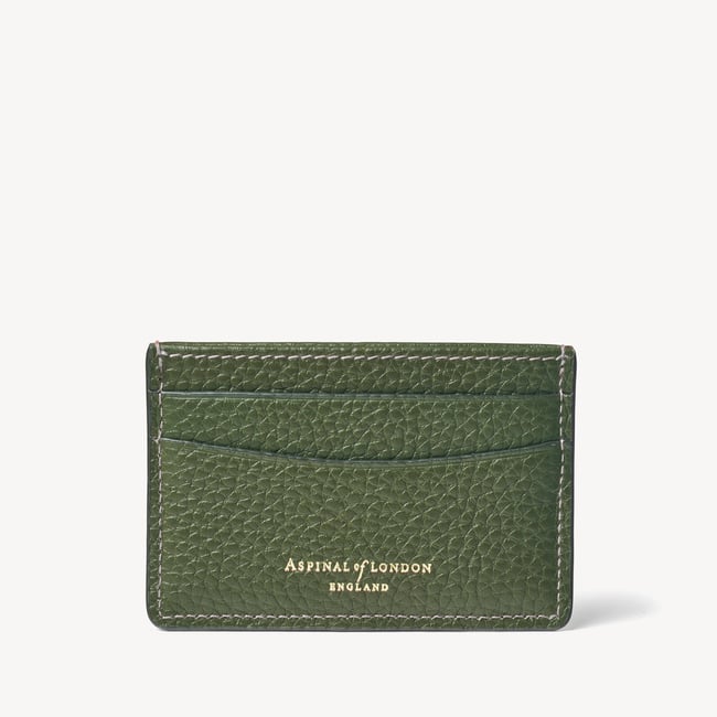 Slim Credit Card Holder in Racing Green Pebble | Aspinal