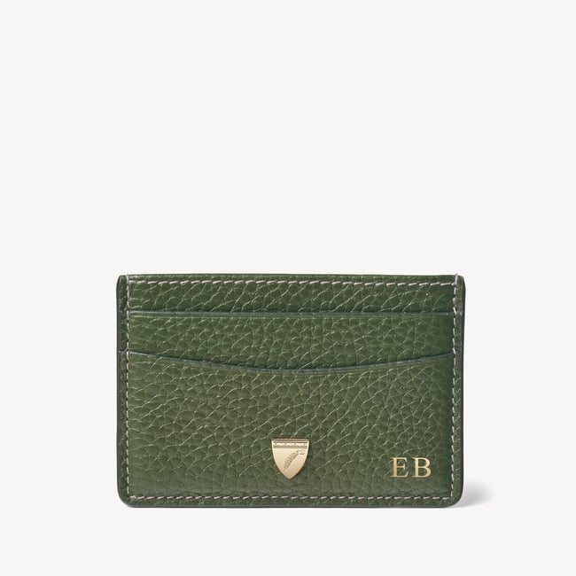 Slim Credit Card Holder in Racing Green Pebble | Aspinal