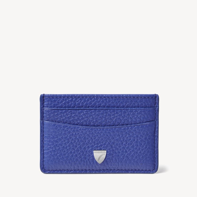 Slim Credit Card Holder in Cobalt Blue Pebble | Aspinal of London