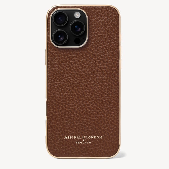 iPhone 16 Pro Max Case in Tobacco Pebble | Aspinal of London