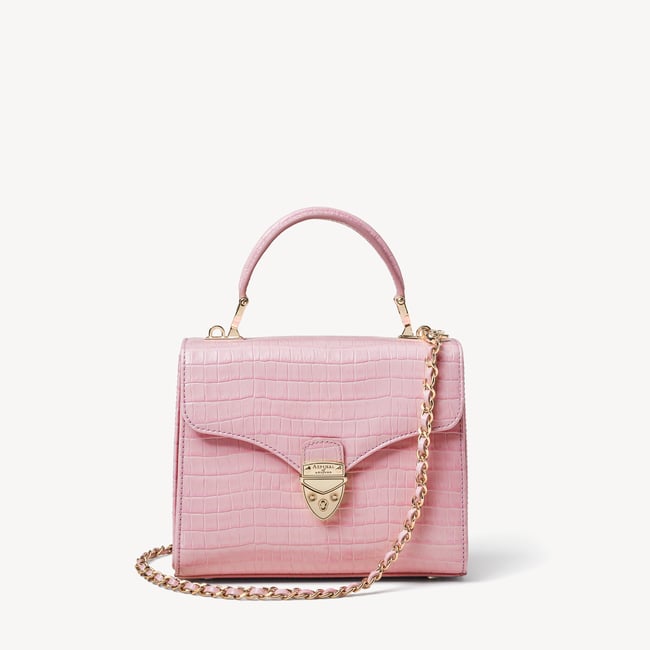 Midi Mayfair® Bag in Deep Shine Powder Lilac Small Croc | Aspinal