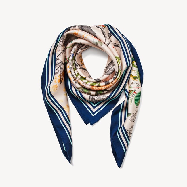 Tigers & Leopards Silk Scarf in Soft Taupe Pure Silk | Aspinal