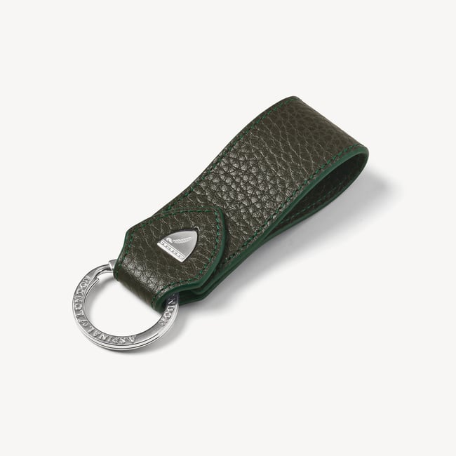 Small Leather Loop Keyring in Forest Green Pebble | Aspinal
