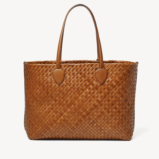 Large Island Tote in Tan Woven Leather | Aspinal of London