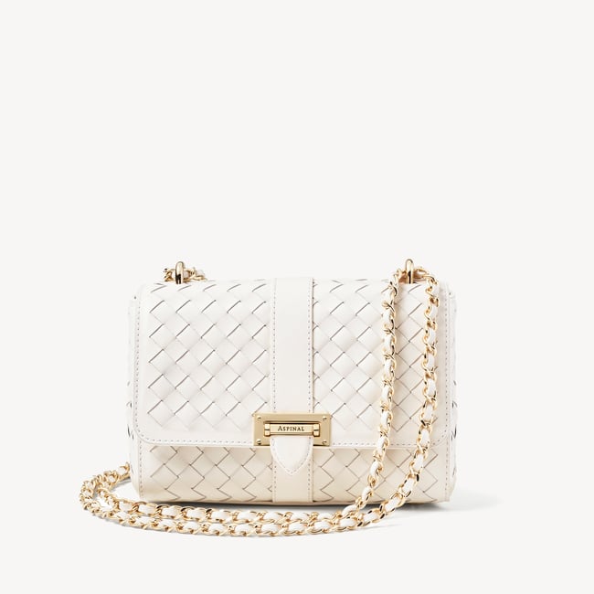 Lottie Bag in Chalk White Woven Leather | Aspinal of London