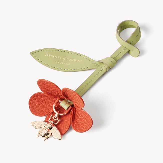 Wildflower & Bee Charm in Coral Pebble | Aspinal of London